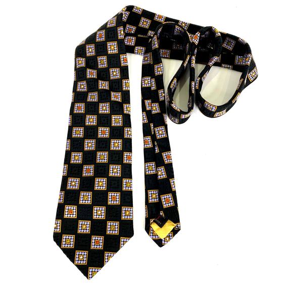 Robert Talbott Best of Class 100% Silk  Necktie Black Silver Geometric Nordstrom - Picture 1 of 8